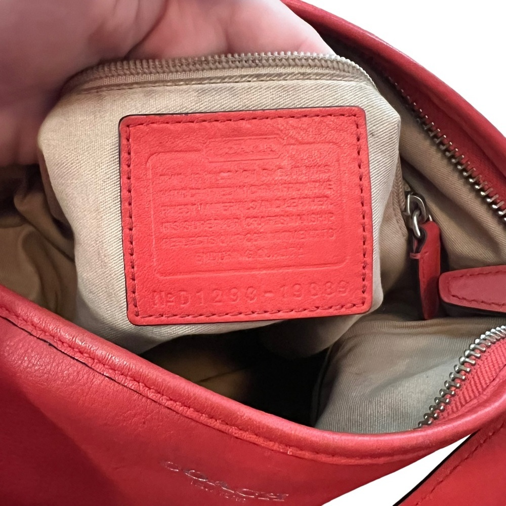 Coach Red Leather Shoulder Zipper Bag Tassel - Picture 7 of 10